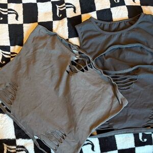 Distressed Gray Crop Tops